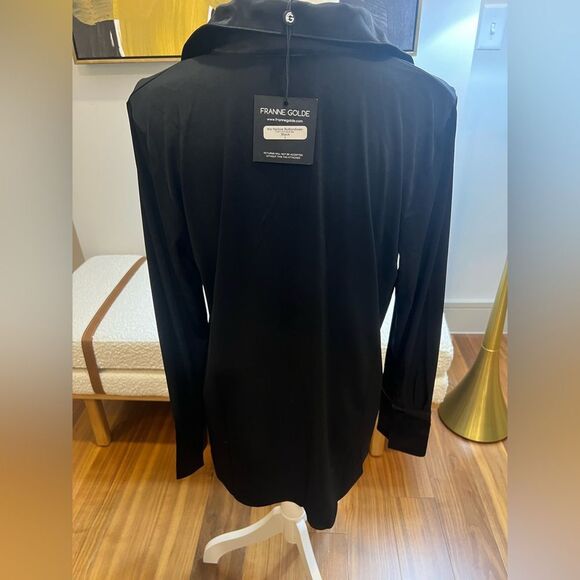 Franne Golde Black Harlow Button-Up Shirt size L NWT - Picture 8 of 12